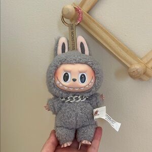Gray Monster Labubu Sesame Bean Bag charm